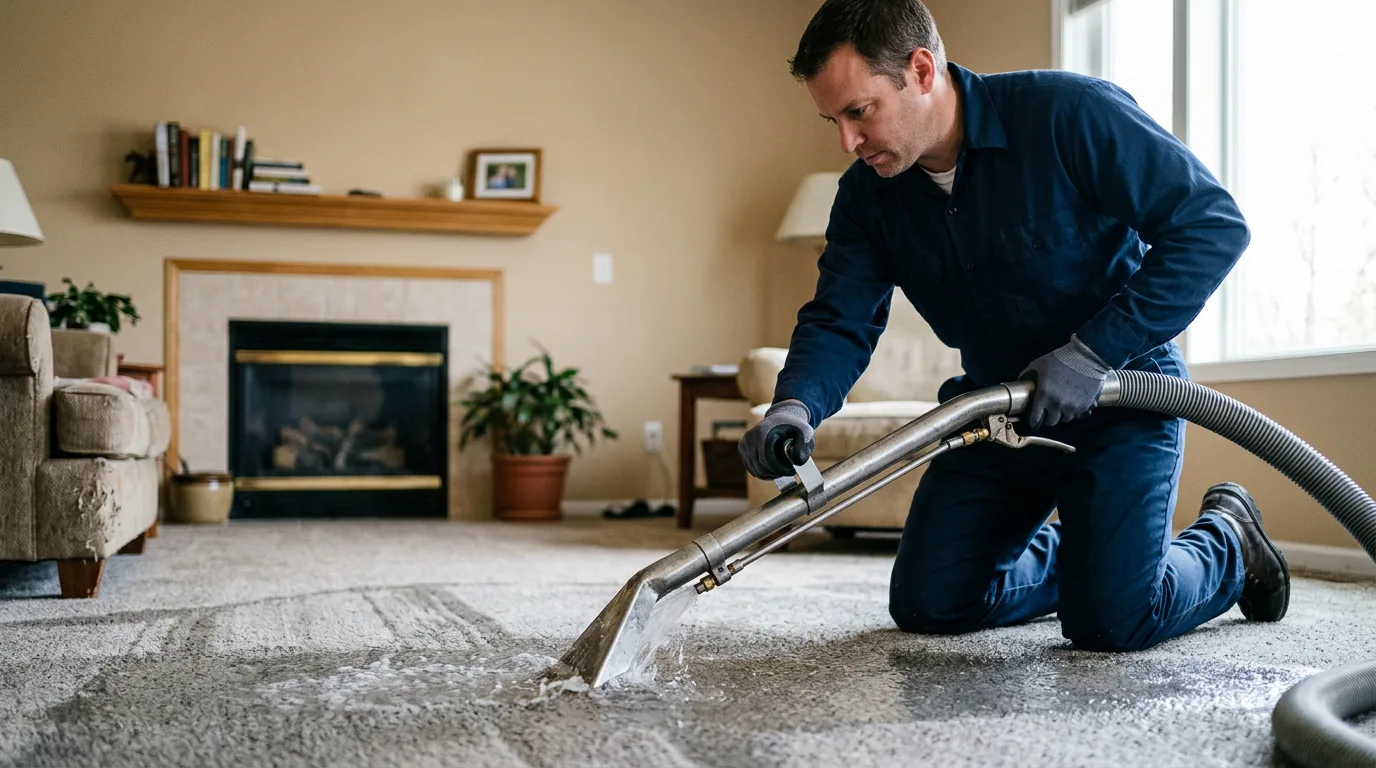Water damage restoration technician working near Cornell, WI